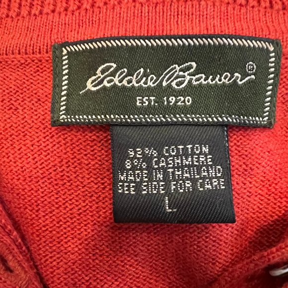 Eddie Bauer Women's Cashmere Turtleneck Button Collar Orange large - Picture 3 of 3